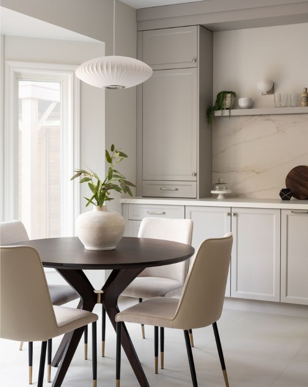 Breakfast table in luxury greige kitchen